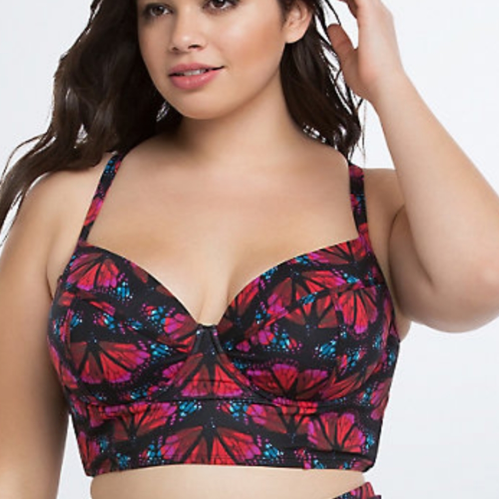 NEW torrid | Womens Strappy Black Butterfly Bikini Swimsuit 0 (L/12) *TOP*